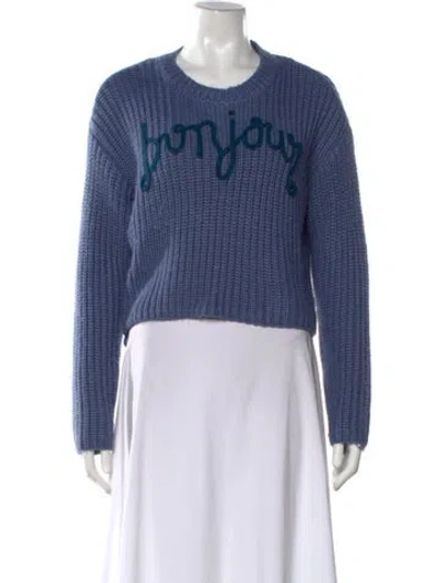 Pre-owned Cinq À Sept Graphic Print Crew Neck Sweater In Blue