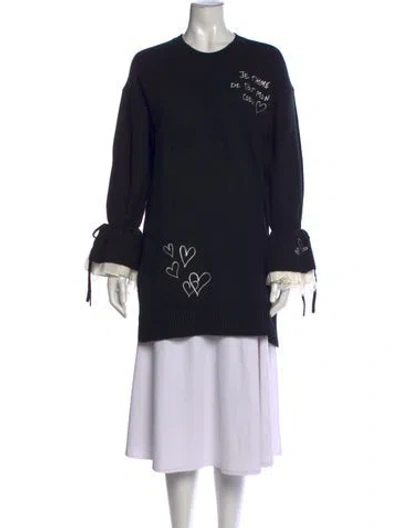 Pre-owned Cinq À Sept Graphic Print Crew Neck Sweater In Multi