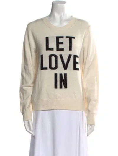 Pre-owned Cinq À Sept Graphic Print Crew Neck Sweater In Neutral