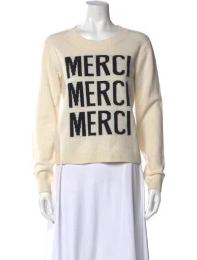 Pre-owned Cinq À Sept Graphic Print Crew Neck Sweater In Neutral