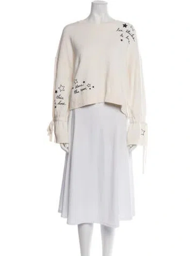 Pre-owned Cinq À Sept Graphic Print Crew Neck Sweater In Neutrals