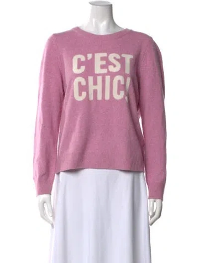 Pre-owned Cinq À Sept Graphic Print Crew Neck Sweater In Pink