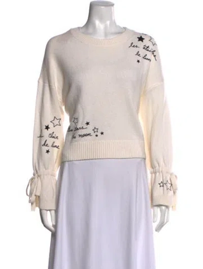 Pre-owned Cinq À Sept Graphic Print Crew Neck Sweater W/ Tags In Neutrals