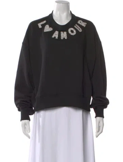 Pre-owned Cinq À Sept Graphic Print Crew Neck Sweatshirt In Black