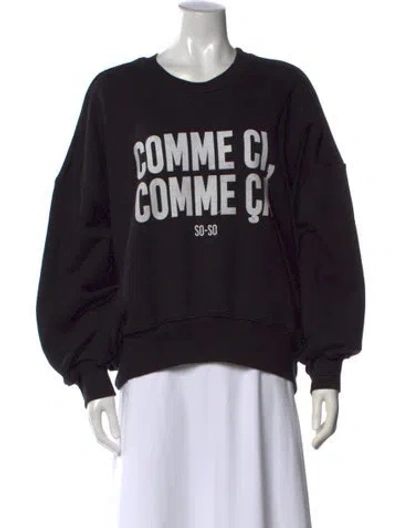 Pre-owned Cinq À Sept Graphic Print Crew Neck Sweatshirt In Black