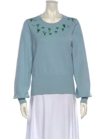 Pre-owned Cinq À Sept Graphic Print Crew Neck Sweatshirt In Blue