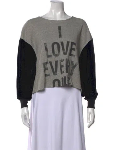 Pre-owned Cinq À Sept Graphic Print Crew Neck Sweatshirt In Blue/grey