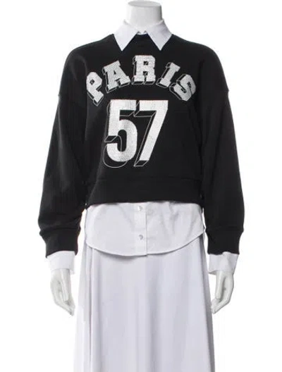 Pre-owned Cinq À Sept Graphic Print Crew Neck Sweatshirt In Gray