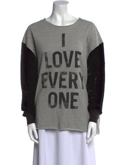 Pre-owned Cinq À Sept Graphic Print Crew Neck Sweatshirt In Gray