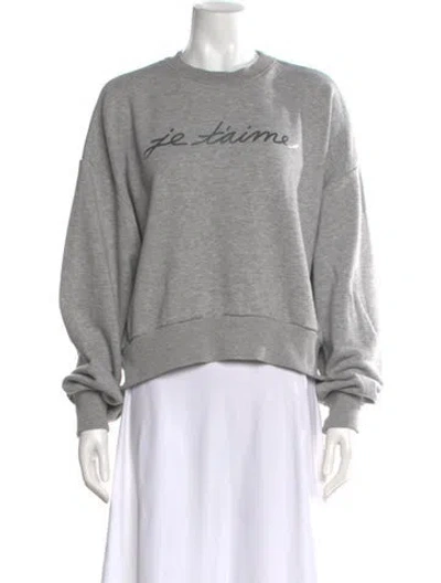 Pre-owned Cinq À Sept Graphic Print Crew Neck Sweatshirt In Gray