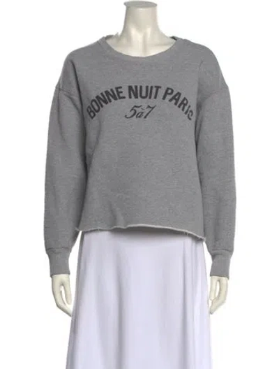 Pre-owned Cinq À Sept Graphic Print Crew Neck Sweatshirt In Gray
