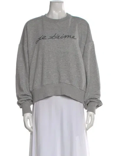 Pre-owned Cinq À Sept Graphic Print Crew Neck Sweatshirt In Gray