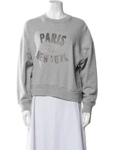 Pre-owned Cinq À Sept Graphic Print Crew Neck Sweatshirt In Gray