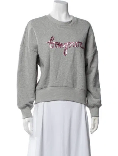 Pre-owned Cinq À Sept Graphic Print Crew Neck Sweatshirt In Gray