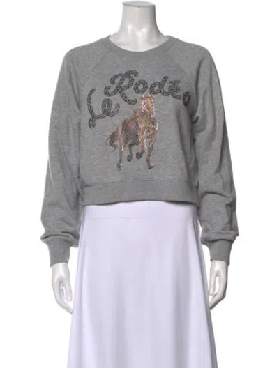 Pre-owned Cinq À Sept Graphic Print Crew Neck Sweatshirt In Gray