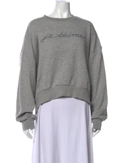 Pre-owned Cinq À Sept Graphic Print Crew Neck Sweatshirt In Grey