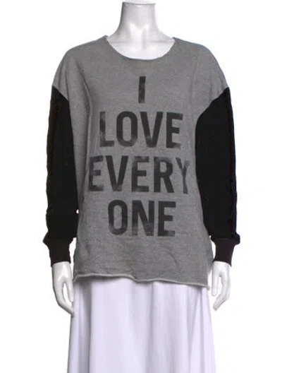 Pre-owned Cinq À Sept Graphic Print Crew Neck Sweatshirt In Grey