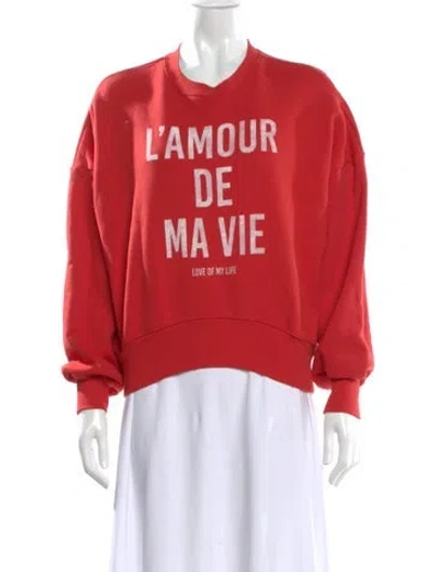 Pre-owned Cinq À Sept Graphic Print Crew Neck Sweatshirt In Red