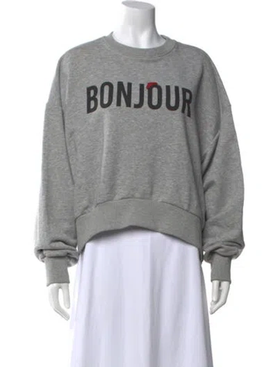 Pre-owned Cinq À Sept Graphic Print Crew Neck Sweatshirt W/ Tags In Grey