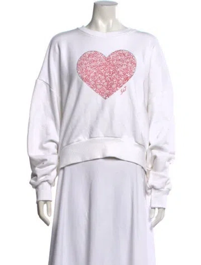 Pre-owned Cinq À Sept Graphic Print Crew Neck Sweatshirt In White