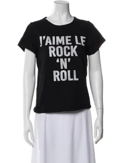 Pre-owned Cinq À Sept Graphic Print Crew Neck T-shirt In Black