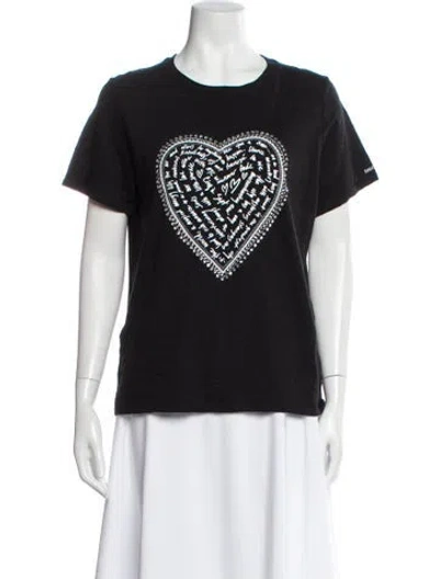 Pre-owned Cinq À Sept Graphic Print Crew Neck T-shirt In Black
