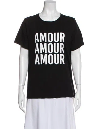 Pre-owned Cinq À Sept Graphic Print Crew Neck T-shirt In Black