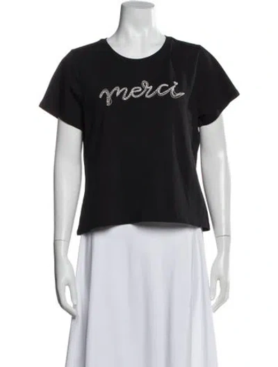 Pre-owned Cinq À Sept Graphic Print Crew Neck T-shirt In Black