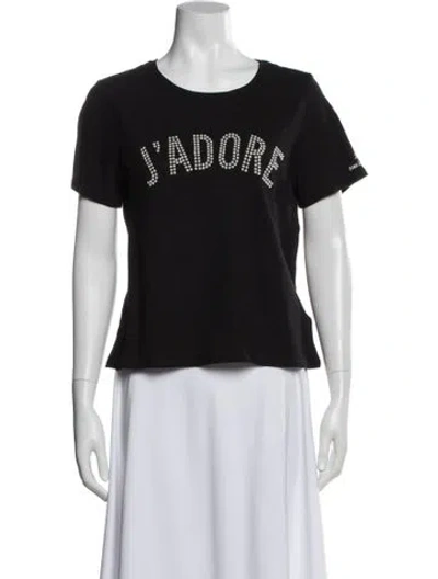 Pre-owned Cinq À Sept Graphic Print Crew Neck T-shirt In Black