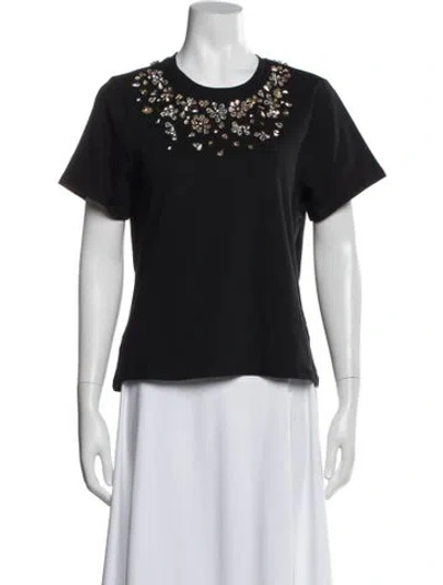 Pre-owned Cinq À Sept Graphic Print Crew Neck T-shirt In Black