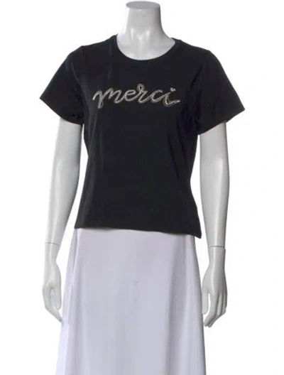Pre-owned Cinq À Sept Graphic Print Crew Neck T-shirt In Black