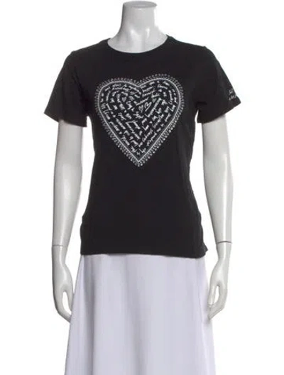 Pre-owned Cinq À Sept Graphic Print Crew Neck T-shirt In Black