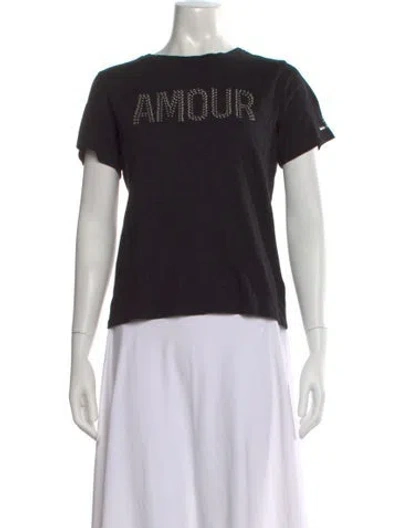 Pre-owned Cinq À Sept Graphic Print Crew Neck T-shirt In Black