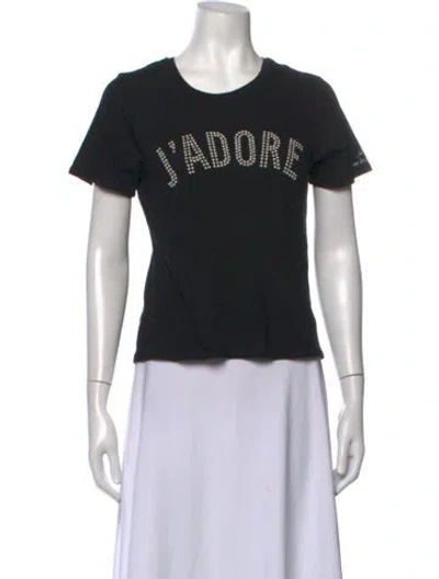 Pre-owned Cinq À Sept Graphic Print Crew Neck T-shirt In Black