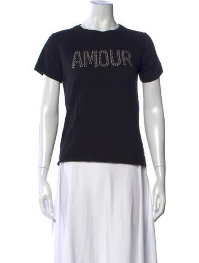 Pre-owned Cinq À Sept Graphic Print Crew Neck T-shirt In Black