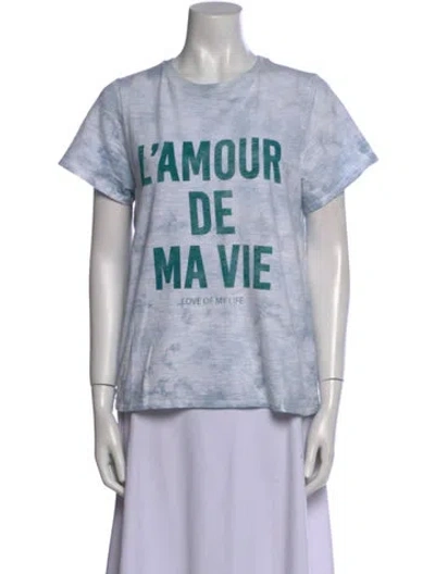 Pre-owned Cinq À Sept Graphic Print Crew Neck T-shirt In Blue