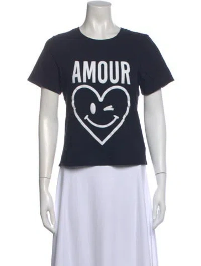 Pre-owned Cinq À Sept Graphic Print Crew Neck T-shirt In Blue
