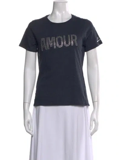 Pre-owned Cinq À Sept Graphic Print Crew Neck T-shirt In Blue