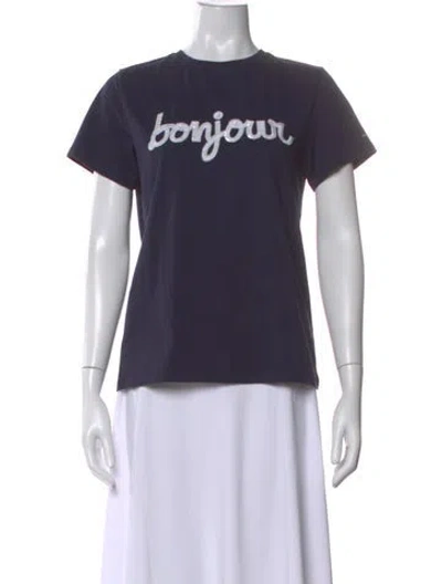 Pre-owned Cinq À Sept Graphic Print Crew Neck T-shirt In Blue