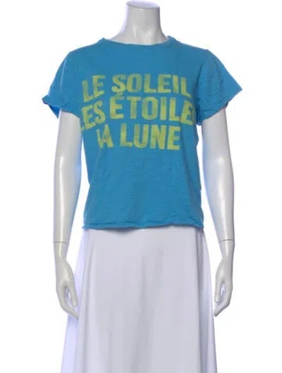 Pre-owned Cinq À Sept Graphic Print Crew Neck T-shirt In Blue