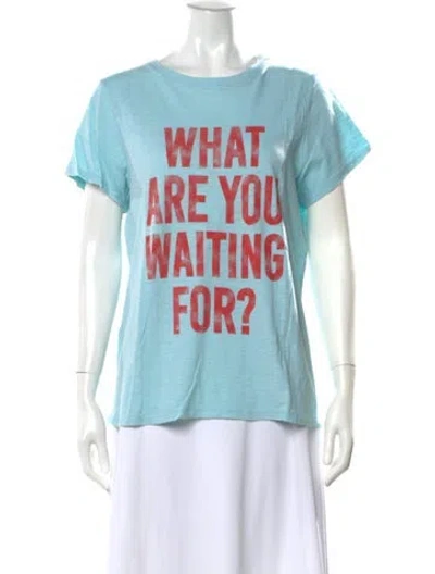 Pre-owned Cinq À Sept Graphic Print Crew Neck T-shirt In Blue