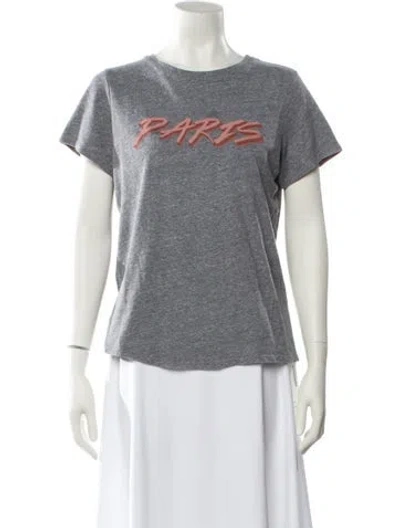 Pre-owned Cinq À Sept Graphic Print Crew Neck T-shirt In Gray