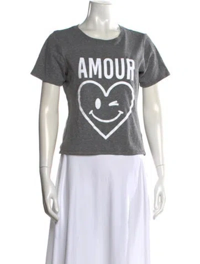 Pre-owned Cinq À Sept Graphic Print Crew Neck T-shirt In Gray