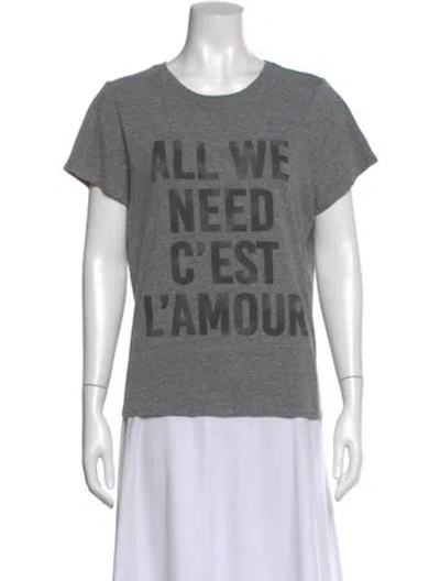 Pre-owned Cinq À Sept Graphic Print Crew Neck T-shirt In Gray