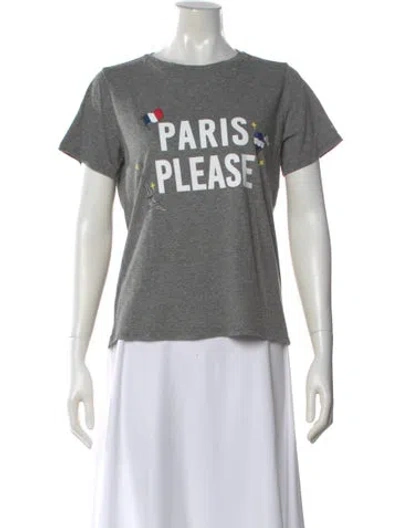Pre-owned Cinq À Sept Graphic Print Crew Neck T-shirt In Gray