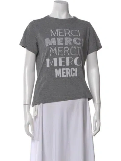 Pre-owned Cinq À Sept Graphic Print Crew Neck T-shirt In Gray