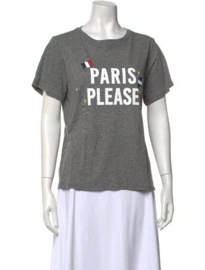 Pre-owned Cinq À Sept Graphic Print Crew Neck T-shirt In Gray