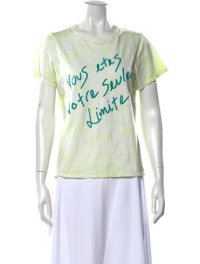 Pre-owned Cinq À Sept Graphic Print Crew Neck T-shirt In Green
