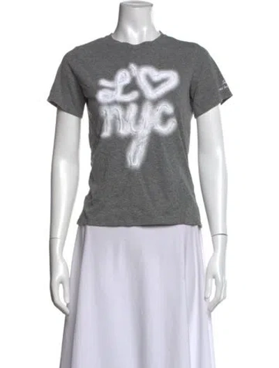 Pre-owned Cinq À Sept Graphic Print Crew Neck T-shirt In Grey