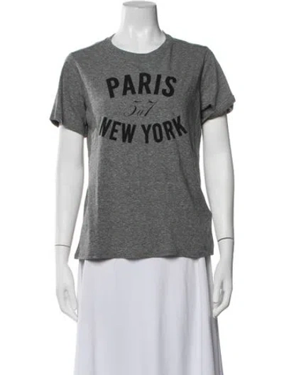 Pre-owned Cinq À Sept Graphic Print Crew Neck T-shirt In Grey
